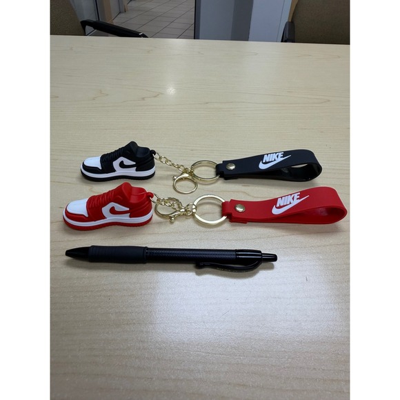 Nike Other - Nike Sneaker Keychain Set 2pc 3D Mini Shoe Wristlet Black Red White Accessory